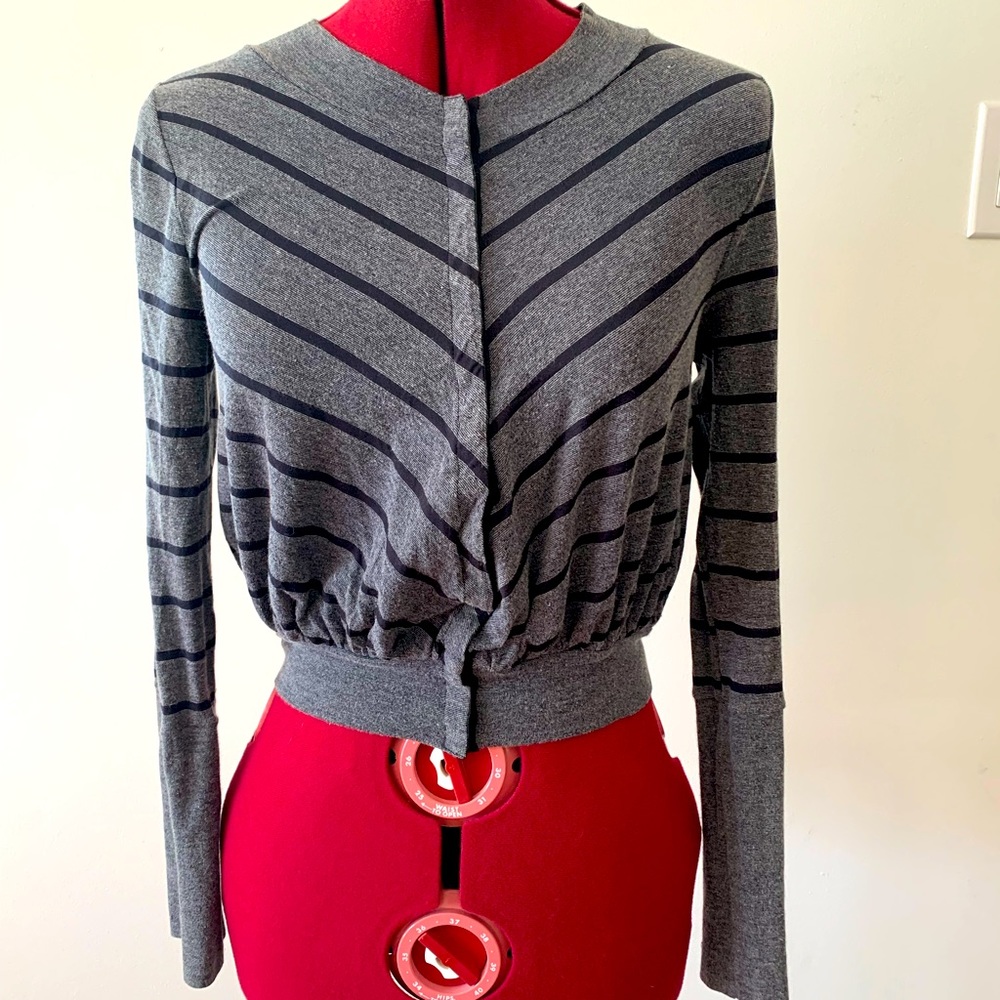 STRIPED SNAP FRONT CARDIGAN